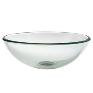 Kraus Single-Tone Round Vessel Bathroom Sink - 14-in - Clear