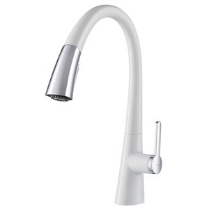 Kraus Nolen Pull-Down Kitchen Faucet - Dual Function - Single Handle - Chrome/White