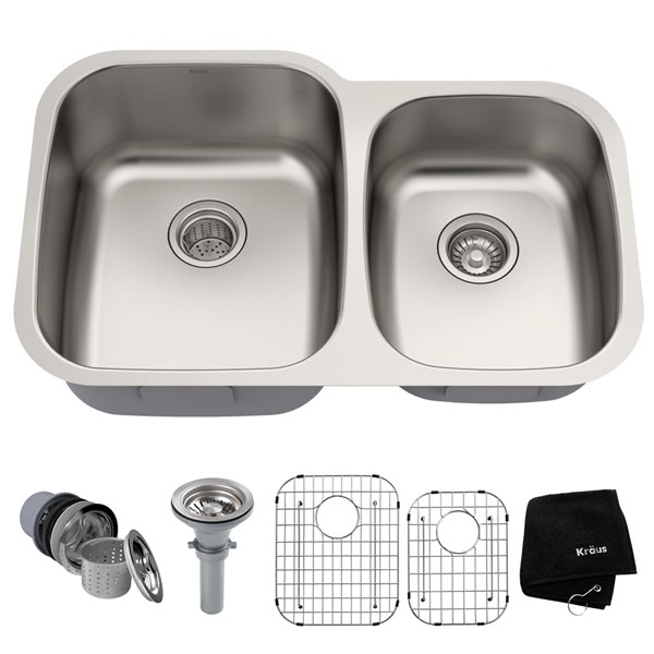 Kraus Outlast MicroShield 32-in Undermount Double Bowl Kitchen Sink
