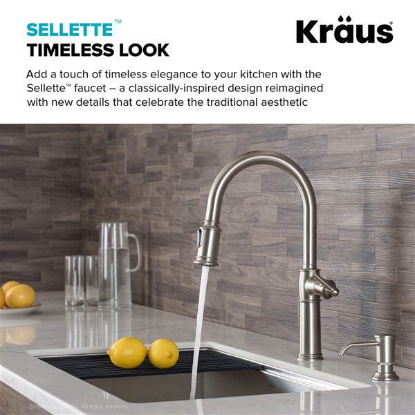 Kraus Sellette Pull-Down Kitchen Faucet-Single Handle-16.5-in-Stainless Steel