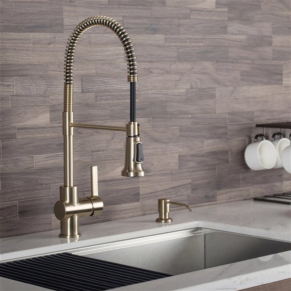 Kraus Britt Pull-Down Kitchen Faucet - Single Handle - Brushed Gold