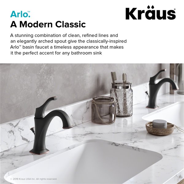 Kraus Arlo Bathroom Sink Faucet - 1-Handle - 8-in - Oil Rubbed Bronze