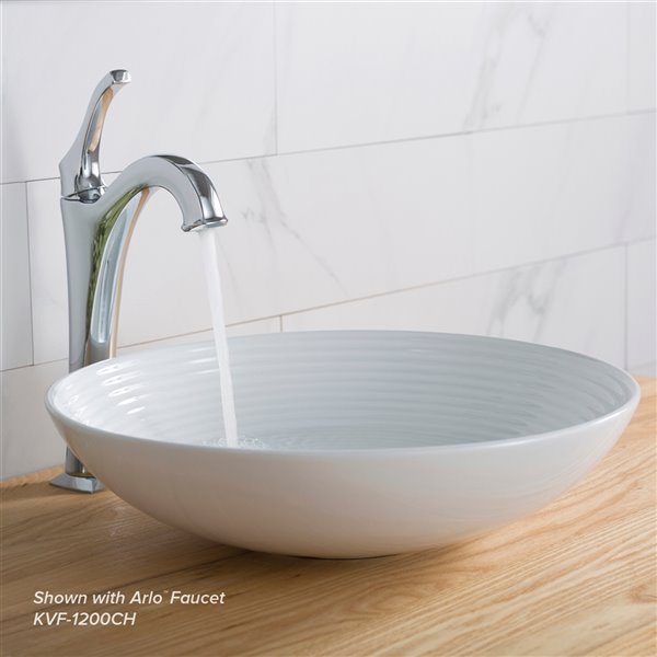 Kraus Viva Round Vessel Bathroom Sink - 16.5-in - White