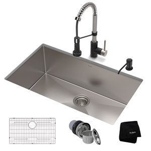 Kraus Standart PRO 32-in Undermount Single Bowl All-in-One Kitchen Sink