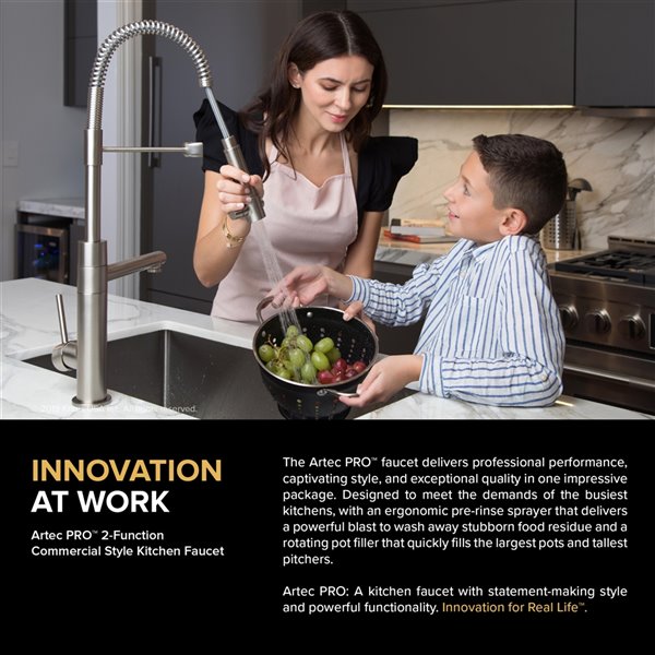 Kraus Artec Pro Pull-Down Kitchen Faucet - Single Handle - Stainless Steel