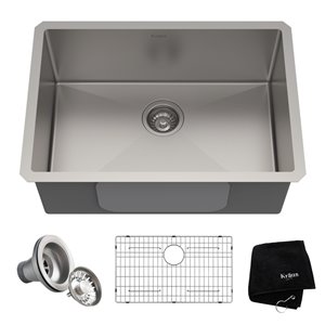 Évier de cuisine simple sous plan Standart PRO de Kraus, 26 po, acier inoxydable