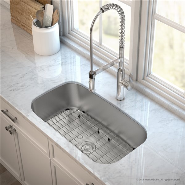 Kraus Outlast MicroShield 31-in Undermount Single Bowl Kitchen Sink