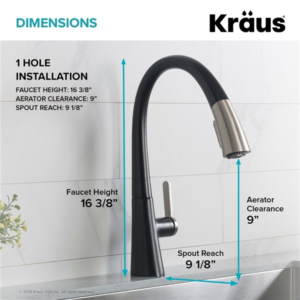 Kraus Nolen Pull-Down Kitchen Faucet-Single Handle-Stainless Steel/Matte Black