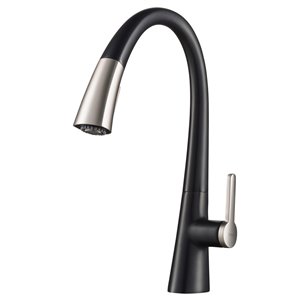 Kraus Nolen Pull-Down Kitchen Faucet-Single Handle-Stainless Steel/Matte Black