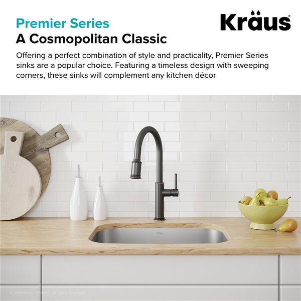 Kraus Premier 15-in Undermount Stainless Steel Single Bowl Kitchen Sink