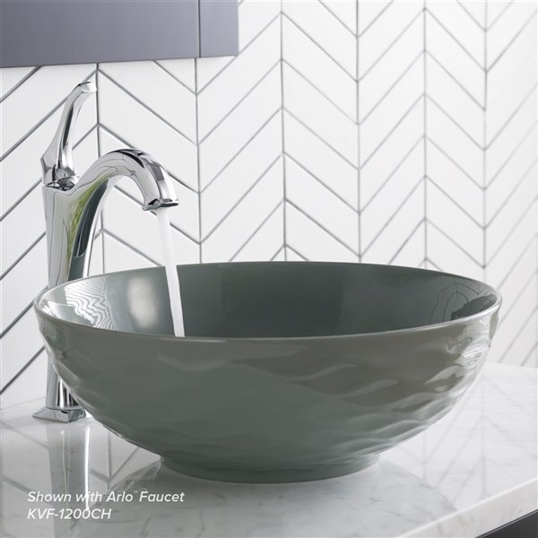 Kraus Viva Round Vessel Bathroom Sink - 16.50-in - Grey