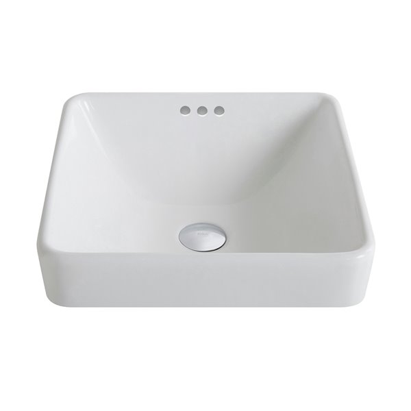 Kraus Elavo Square Drop-In Bathroom Sink with Overflow- 16.25-in - White