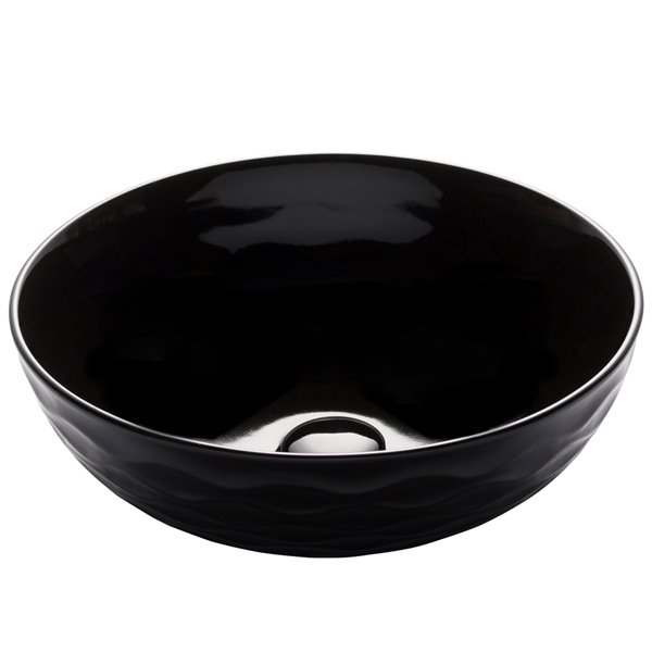 Kraus Viva Round Vessel Bathroom Sink - 16.50-in - Black