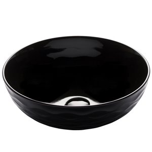 Kraus Viva Round Vessel Bathroom Sink - 16.50-in - Black