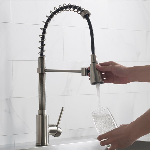 Kraus Single Lever Pull Down Kitchen Faucet in Stainless Steel KPF-1612SS 