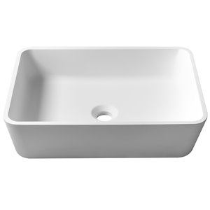 Kraus Natura Rectangular Vessel Bathroom Sink - 13.75-in - Matte White