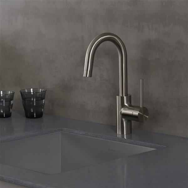 Kraus Oletto Bar and Kitchen Faucet - Single Handle - Stainless Steel
