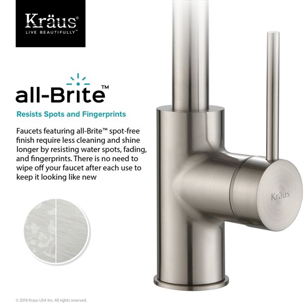 Kraus Oletto Bar and Kitchen Faucet - Single Handle - Stainless Steel