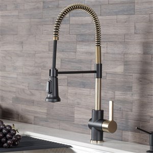 Kraus Britt Pull-Down Kitchen Faucet - Single Handle - Brushed Gold/Matte Black