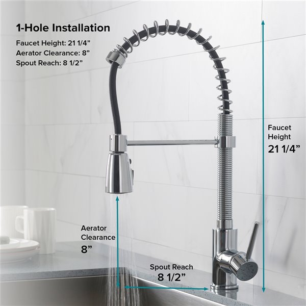 Kraus Premier Pull-Down Kitchen Faucet - 21.25-in - Chrome