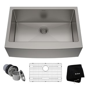 Évier de cuisine simple champêtre à tablier Standart PRO de Kraus, 29,75 po, acier inoxydable