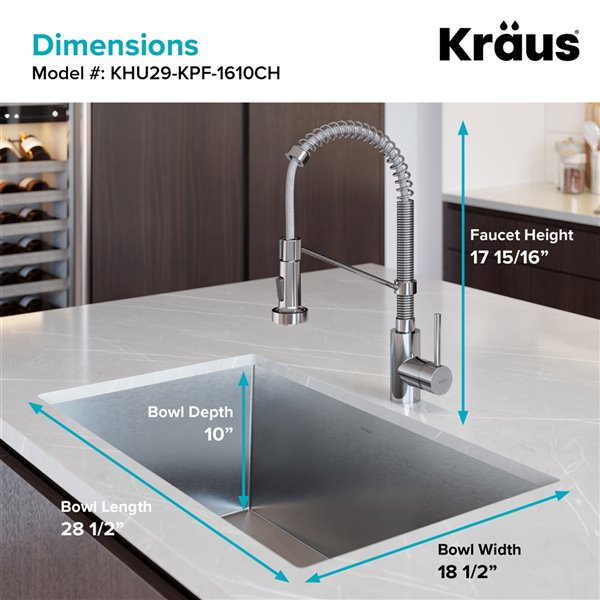 Kraus Pax 28.5-in Undermount Single Bowl Kitchen Sink