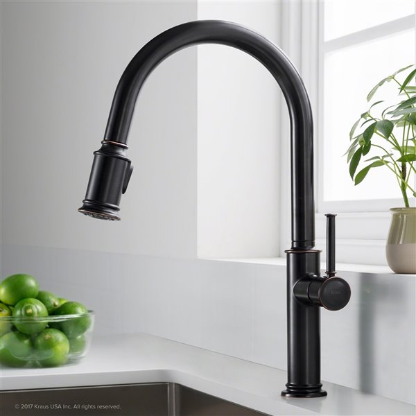 Kraus Sellette Pull-Down Kitchen Faucet - Single Handle - Oil Rubbed Bronze