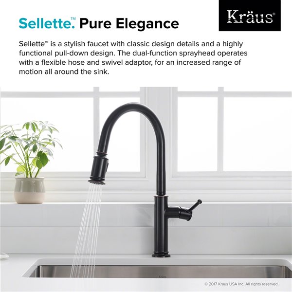 Kraus Sellette Pull-Down Kitchen Faucet - Single Handle - Oil Rubbed Bronze