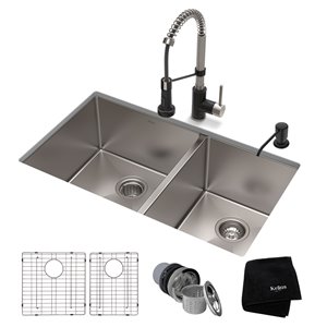 Kraus Standart PRO 33-in Undermount Double Bowl Kitchen Sink