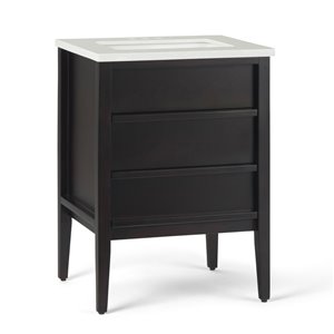 SIMPLI HOME Russo Bath Vanity with White Veined Engineered Quartz Marble Top - 24-in