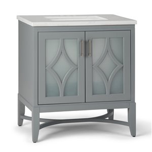 SIMPLI HOME Bristol Bath Vanity with Carrara White Engineered Quartz Marble Top - 30-in