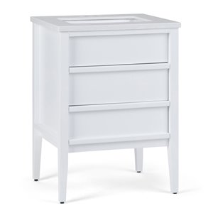 SIMPLI HOME Russo Bath Vanity with White Veined Engineered Quartz Marble Top - 24-in