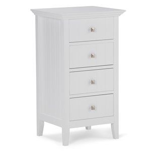 SIMPLI HOME Acadian Four Drawer Floor Storage Cabinet for Bathroom - White