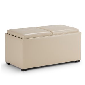 SIMPLI HOME Avalon 5 Piece Storage Ottoman - Satin cream - 17.7-in x 35-in
