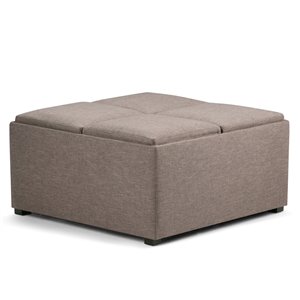 SIMPLI HOME Avalon Square Coffee Table Storage Ottoman - Fawn Brown - 35-in x 35-in