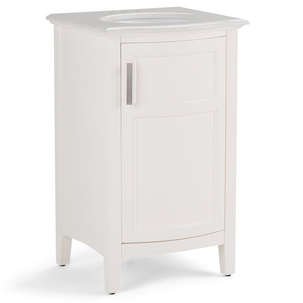 Simpli Home Winston Rounded Front Bath Vanity White Engineered Quartz Marble Top 20 In 