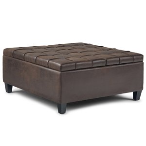 Ottomane de rangement style table basse Harrison SIMPLI HOME, brun vieilli, 36 po x 36 po
