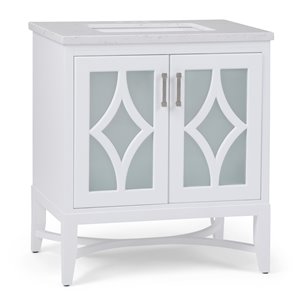 SIMPLI HOME Bristol Bath Vanity with Carrara White Engineered Quartz Marble Top - 30-in