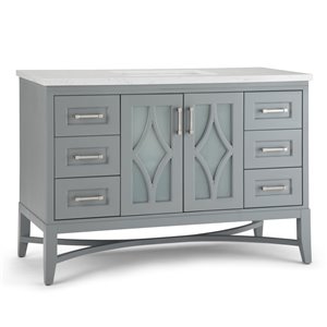 SIMPLI HOME Bristol Bath Vanity with Carrara White Engineered Quartz Marble Top - 48-in