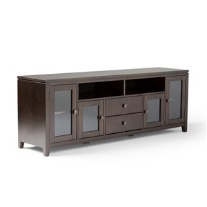 SIMPLI HOME Cosmopolitan Wide TV Media Stand - Coffee Brown - 72-in