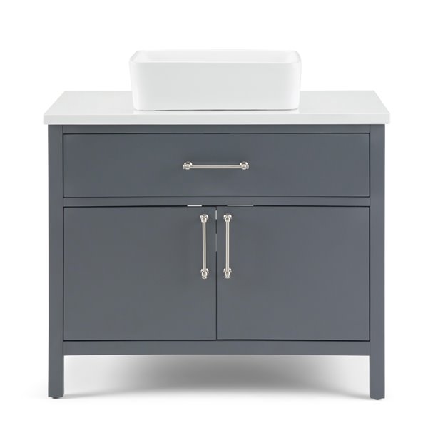 Simpli Home Patton Bath Vanity With White Engineered Quartz Marble Top 36 In Axcvpatcg 36 Rona