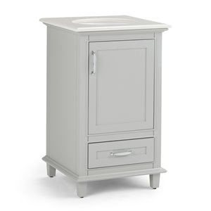 SIMPLI HOME Ariana Bath Vanity White Engineered Quartz Marble Top - 20-in