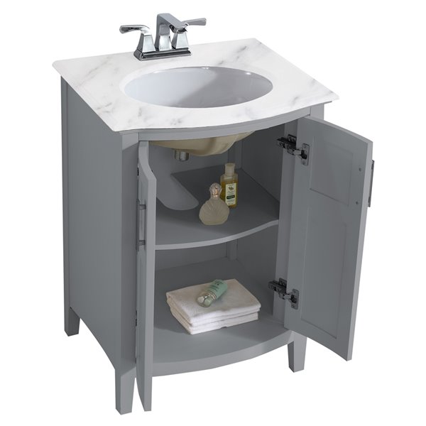 Simpli Home Winston Rounded Front Bath, 24 Bathroom Vanity With Marble Top