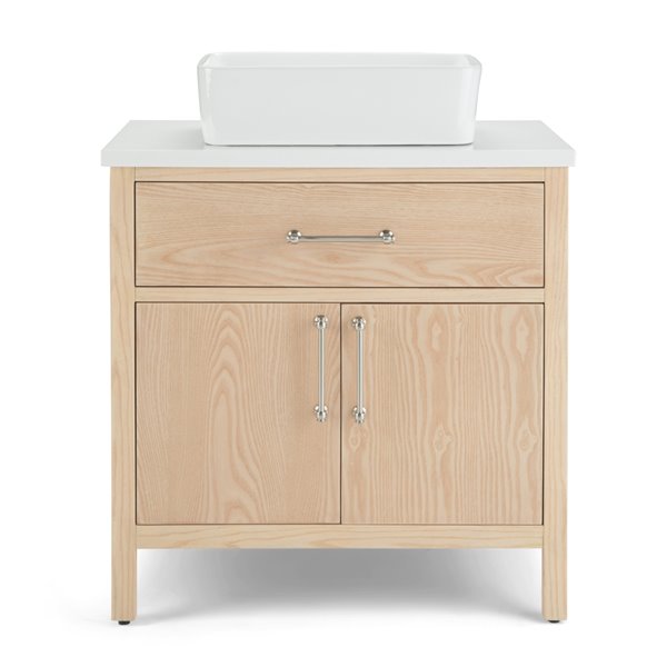 SIMPLI HOME Patton Bath Vanity with White Engineered Quartz Marble Top -  30-in AXCVPATNL-30