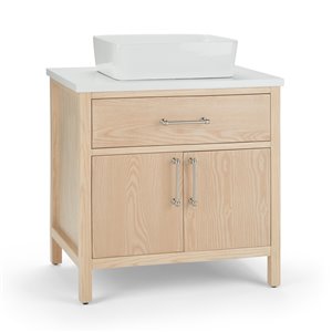 SIMPLI HOME Patton Bath Vanity with White Engineered Quartz Marble Top - 30-in