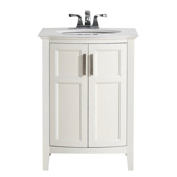 SIMPLI HOME Winston Rounded Front Bath Vanity White Engineered Quartz