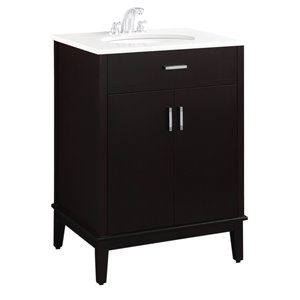 SIMPLI HOME Urban Loft Bath Vanity with White Engineered Quartz Marble Top - 24-in