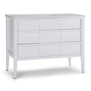 SIMPLI HOME Russo Bath Vanity with White Veined Engineered Quartz Marble Top - 42-in