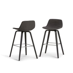 Tabouret de bar cintré hauteur comptoir Randolph SIMPLI HOME, bois et vert, ens. de 2