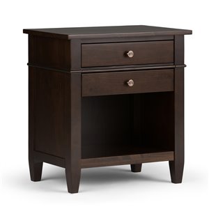 Table de chevet Carlton SIMPLI HOME à 2 tiroirs, brun tabac, 24 po x 16 po x 26 po